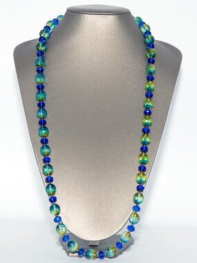 Joan Rivers Blue and Green Ombre Faceted Crystal Necklace Designer Vintage